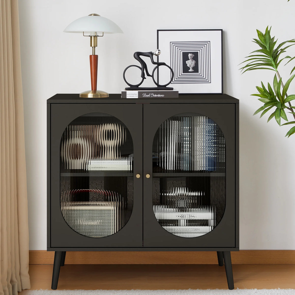 Black Sideboard and Buffets with 2 Doors and Adjustable Shelves A217