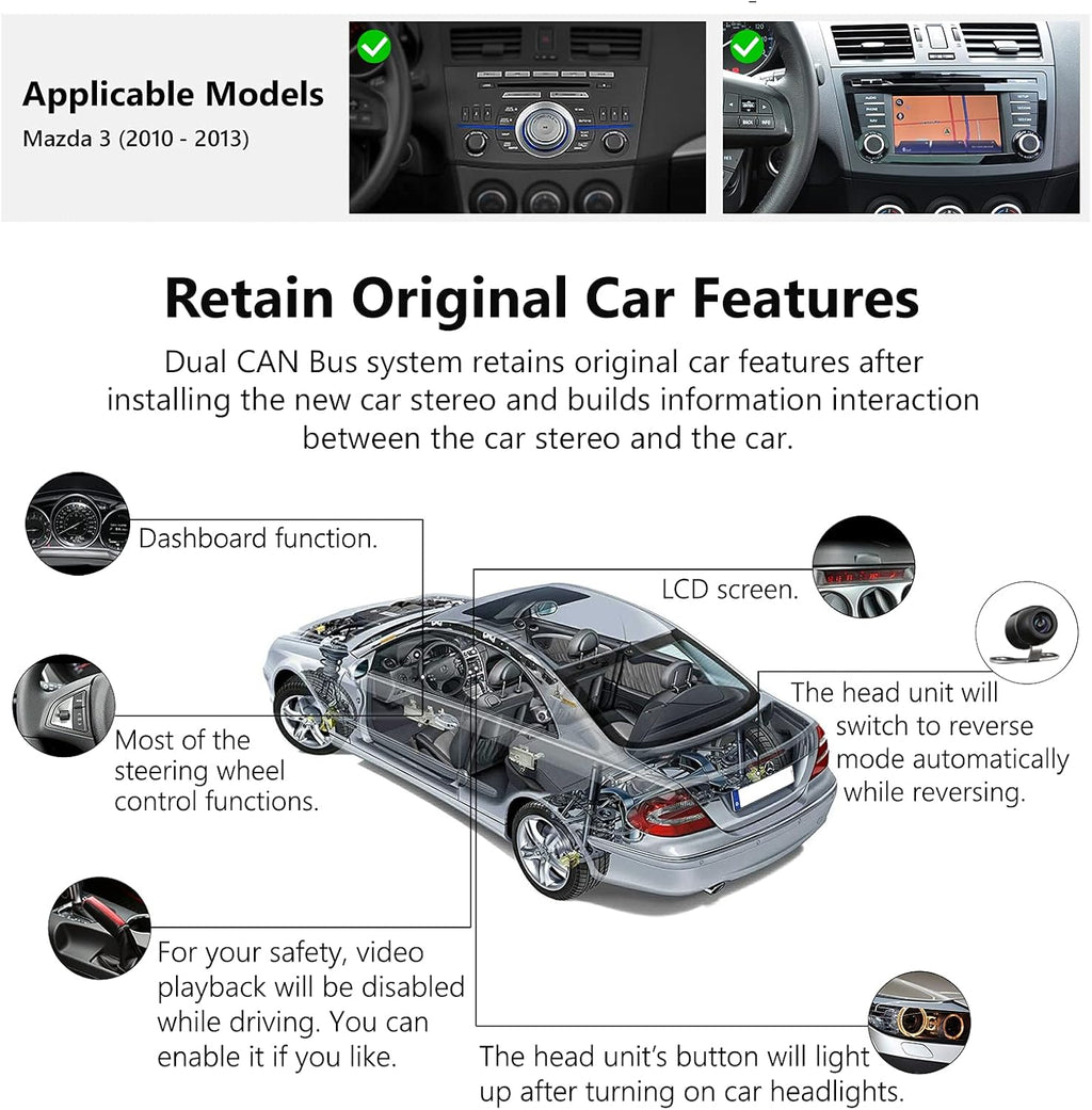 9 Inch Single Din Car Stereo Receiver with Bluetooth 5.0 D208043