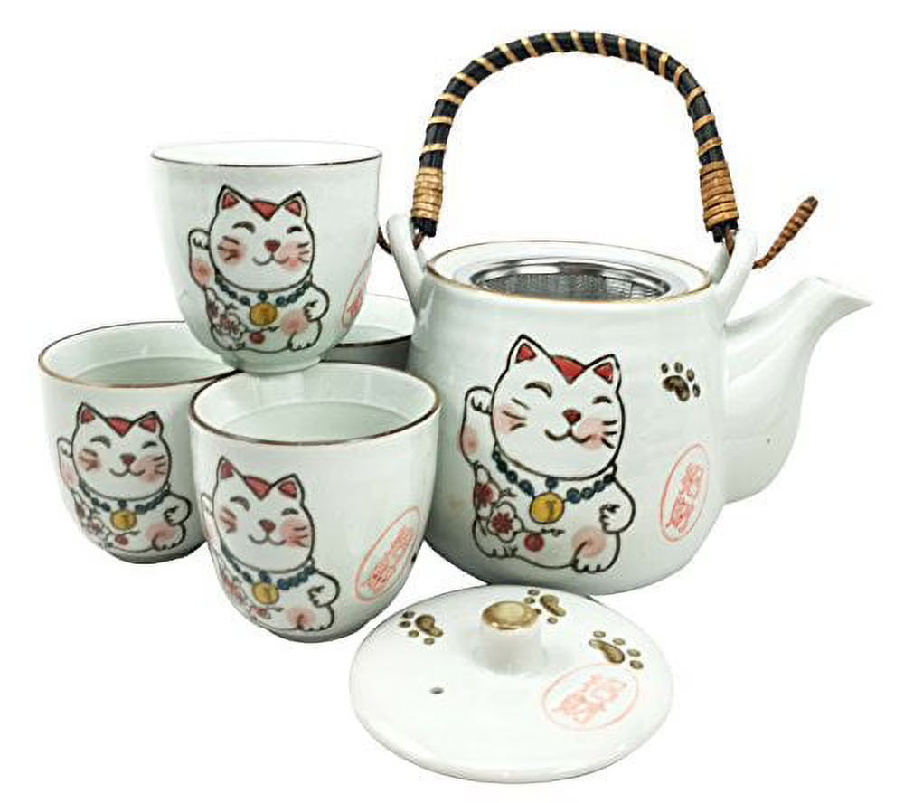 White Ceramic Tea Pot and Cups Set Serves 4 H239