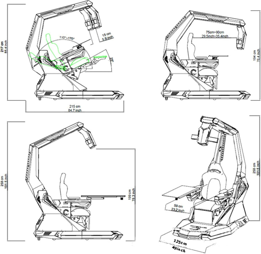 Ergonomic Game Chair with Pedals and Massage T8890