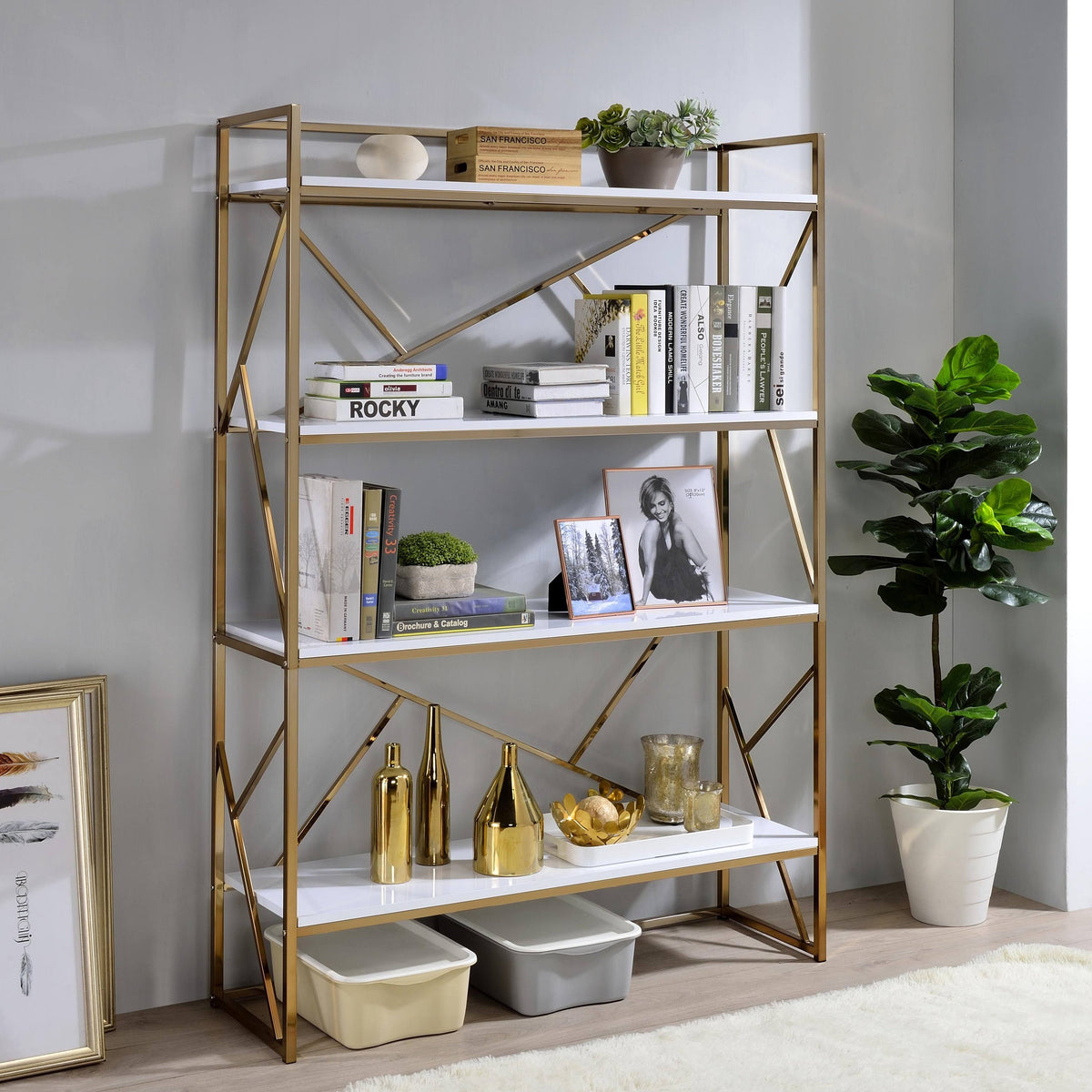 Modern Metal 4 Shelf Bookcase D73041