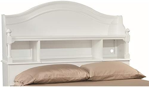 Full 4 Shelf Bookcase Headboard in White Wood M8594