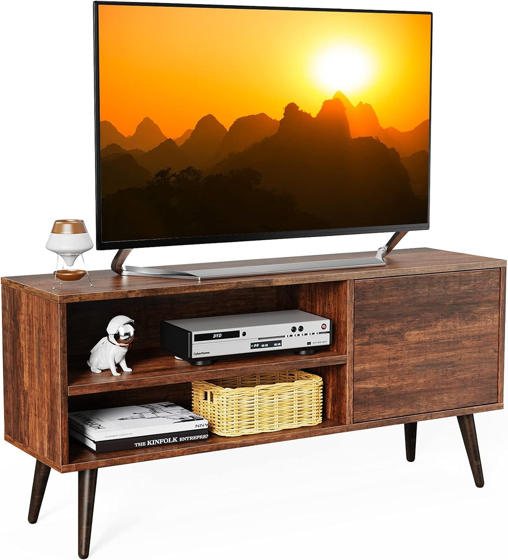 Retro Wood TV Console Table with Storage D372