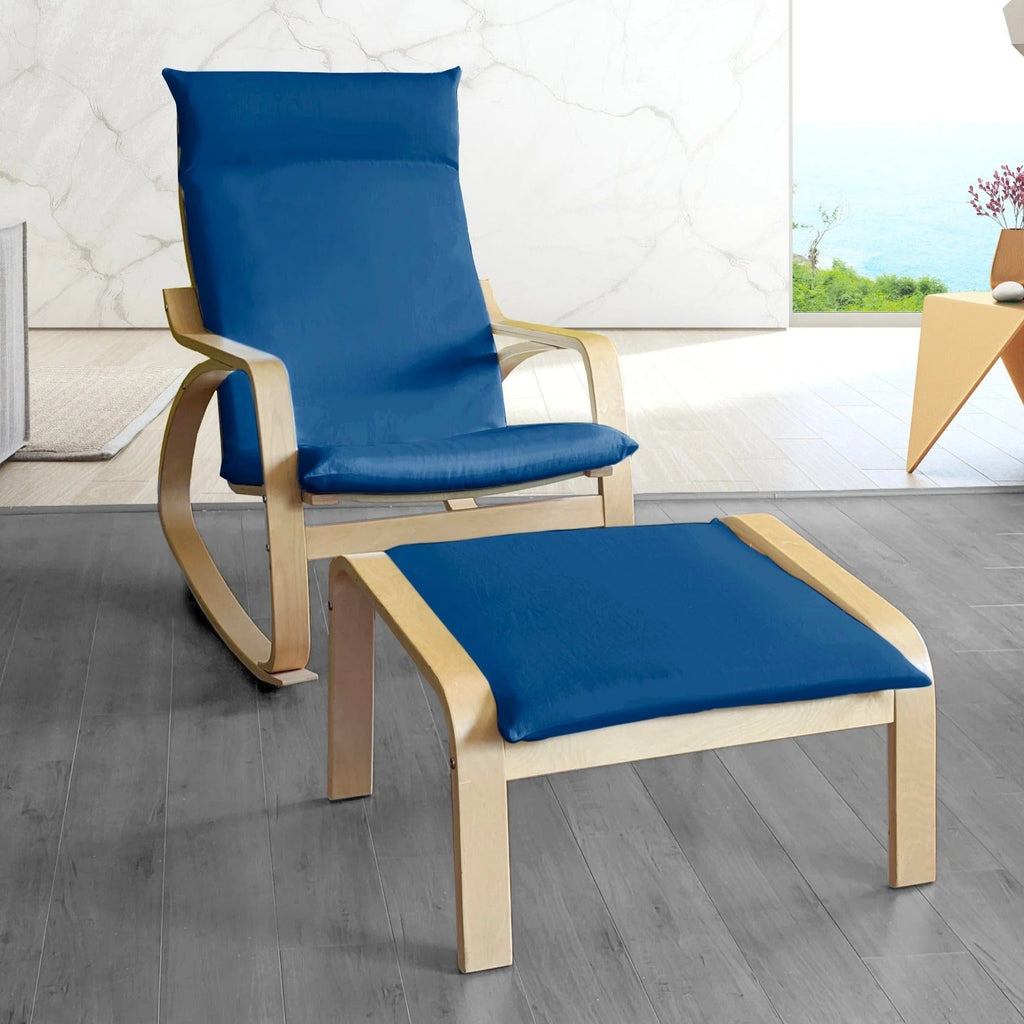 Navy Blue Velvet Chair and Ottoman Covers F41785