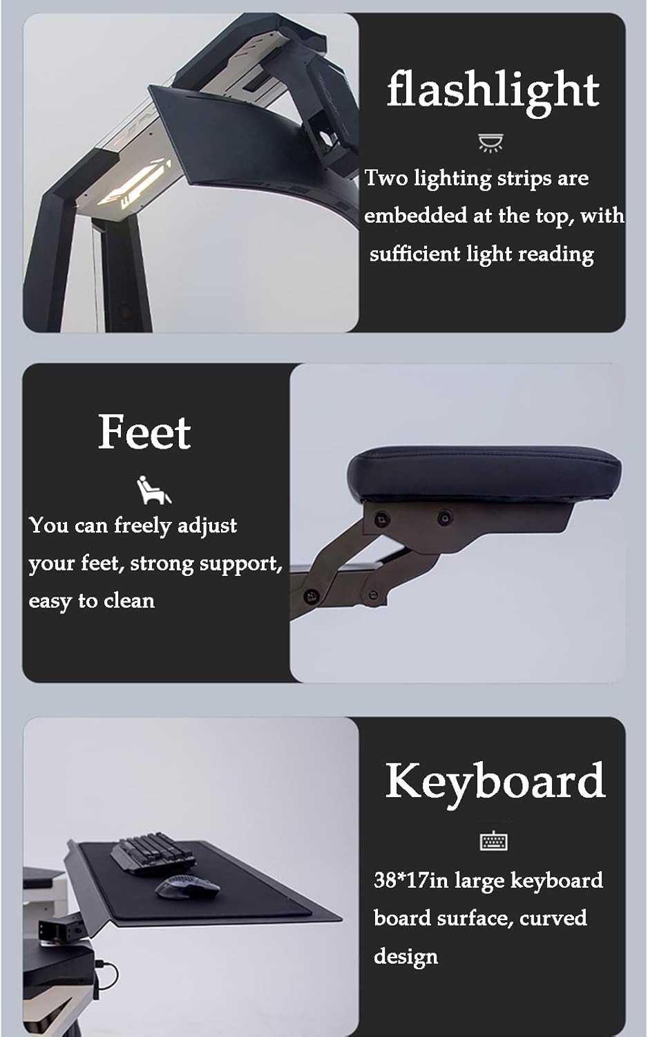 Ergonomic Game Chair with Pedals and Massage T8890