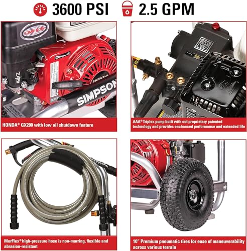 4200 PSI Gas Pressure Washer, 4.0 GPM Power Washer, Honda GX390 Engine, 50-Foot Steel-Braided Hose, Aluminum Series K76622