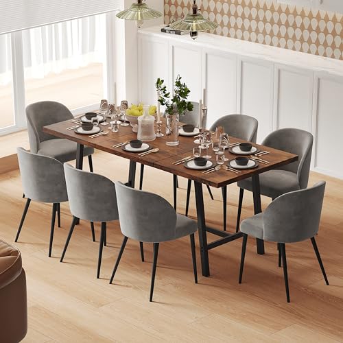 Rustic Brown Farmhouse Wood Kitchen Table with Metal Frame S391