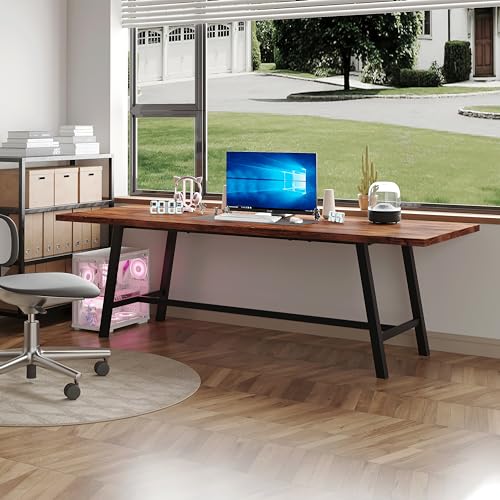 Rustic Brown Farmhouse Wood Kitchen Table with Metal Frame S391