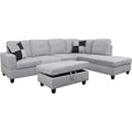 Gray White Sectional & Ottoman S52396