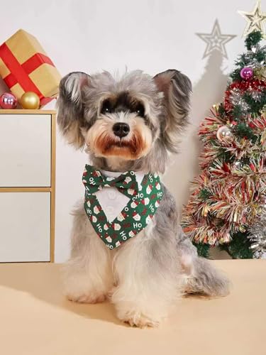 Green Plaid Dog Bandana with Bow Tie U5247