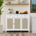 White Rattan Sideboard Buffet Cabinet with 3 Doors and 3 Drawer S494