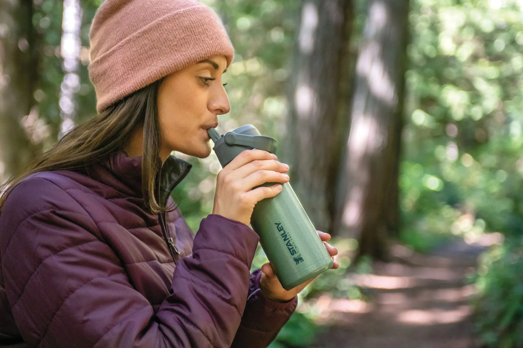 22 oz Insulated Stainless Steel Water Bottle with Straw and Flip-Top Lid J92565