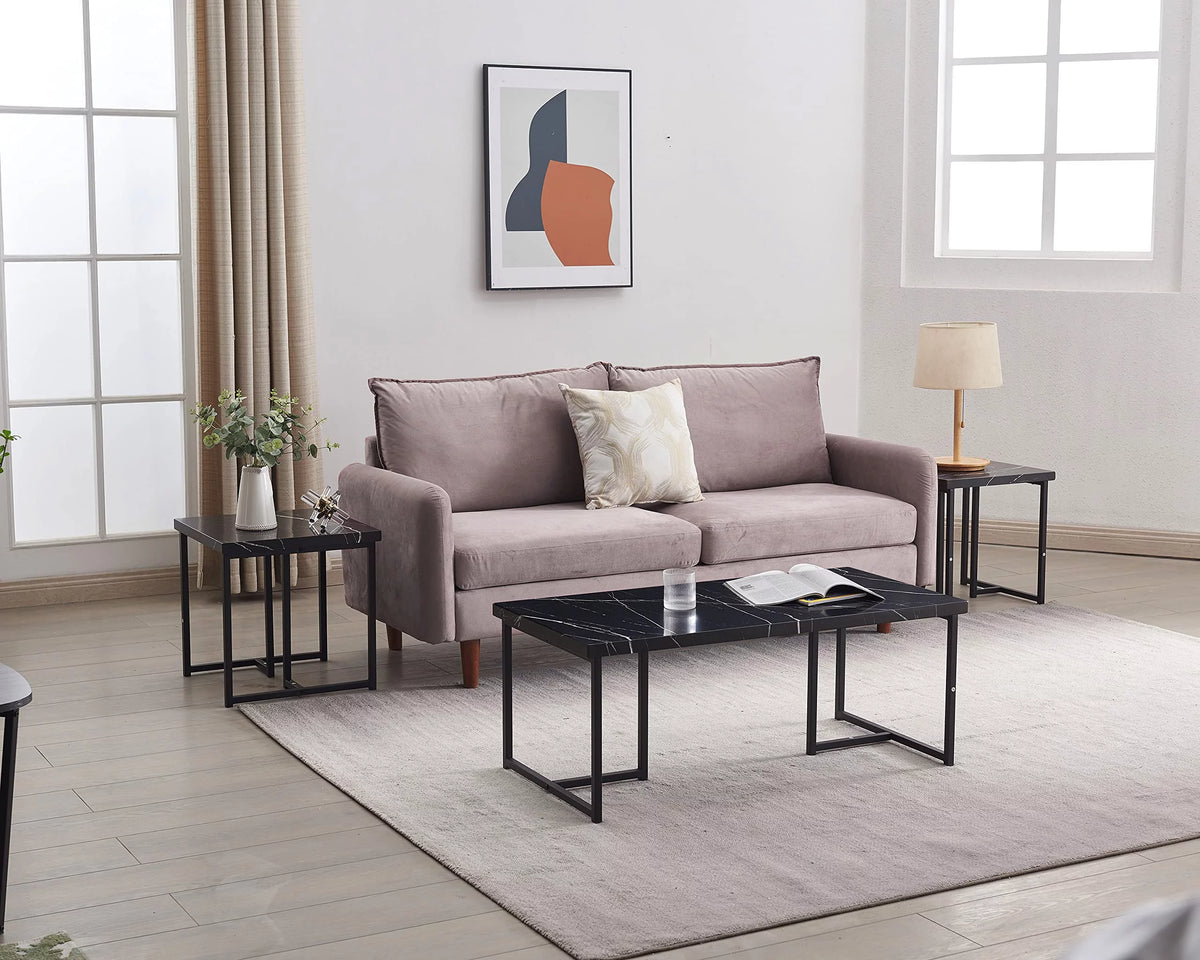 3 Piece Faux Marble Coffee Table End Table Set L651