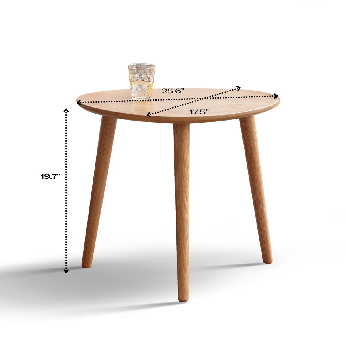 Solid Oak Wood Coffee Table with Pebble Shape, Natural Walnut, 25.6''×17.5''×19.7'' V53309
