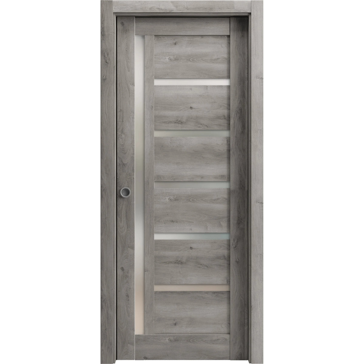 Sliding French Pocket Door 24 x 96 inches with Frosted Glass Solid Wood Interior Doors P724178