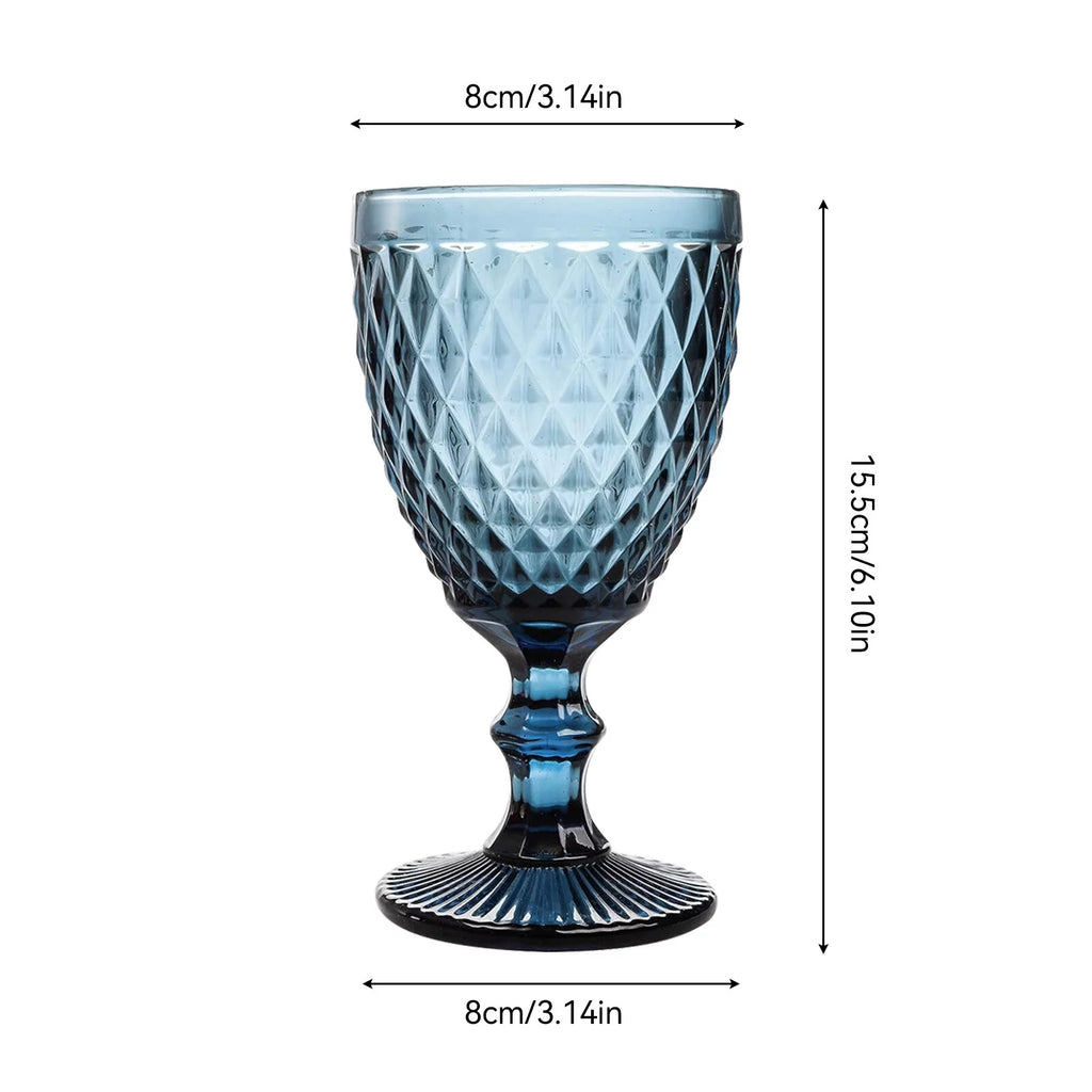 6pcs Blue Glass Goblet Wine Goblet 8 oz D878520