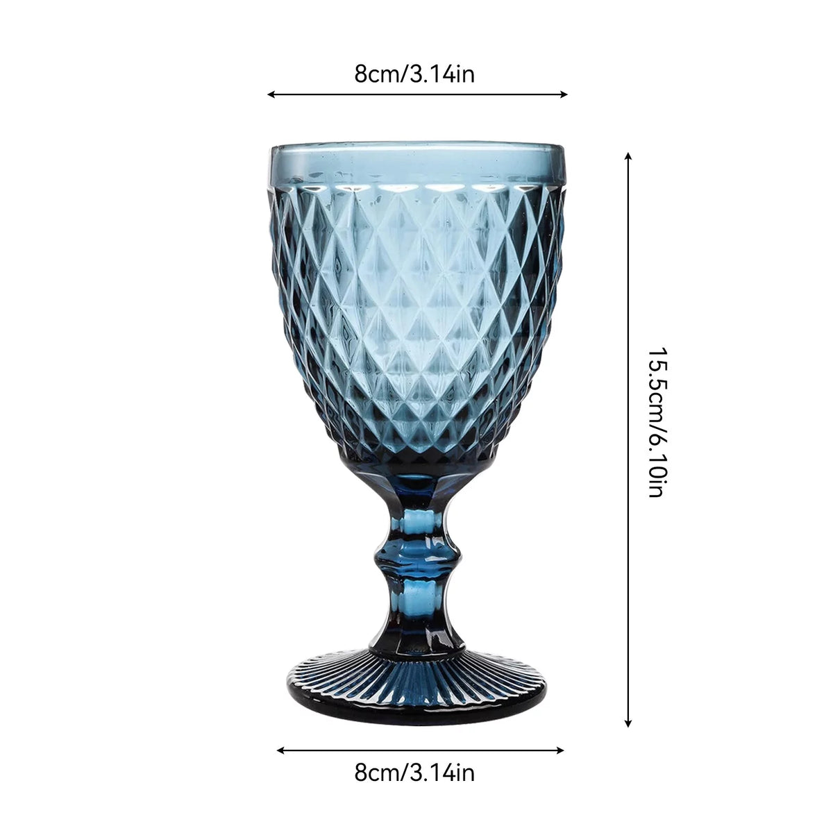 6pcs Blue Glass Goblet Wine Goblet 8 oz D878520