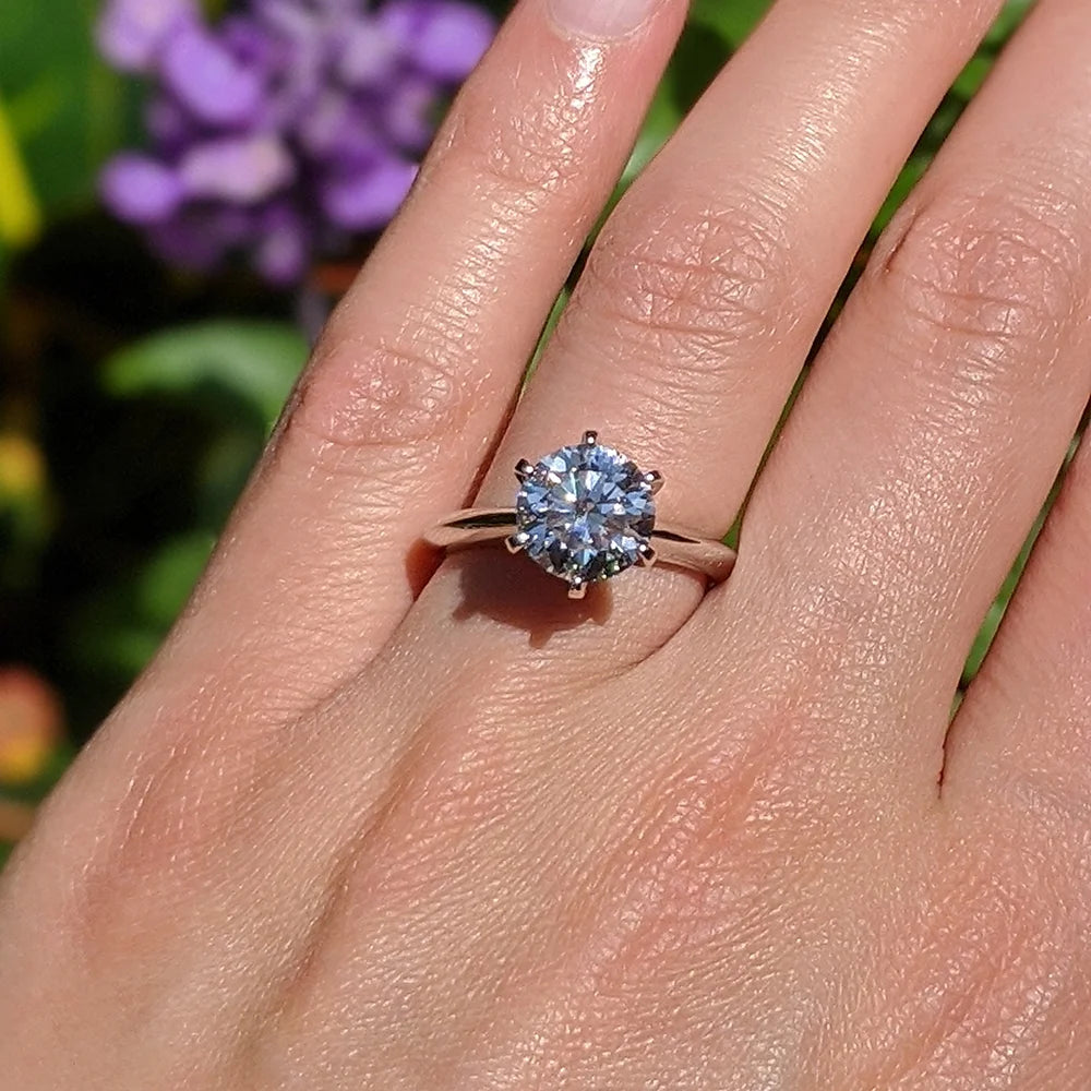 Platinum Plated Silver Solitaire Engagement Ring F561