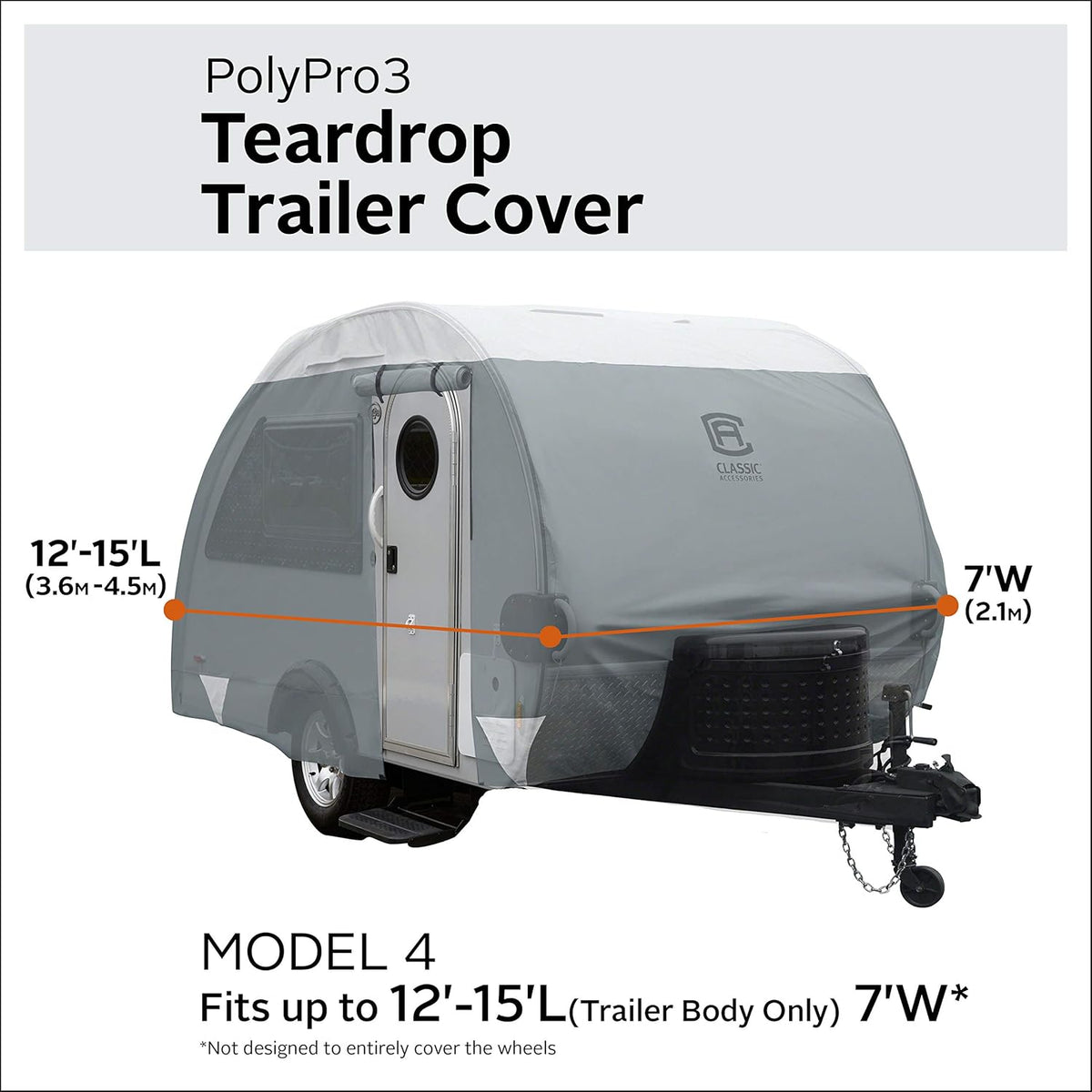 Teardrop Trailer Cover, Fits 12' - 15'L, 7'W F401195
