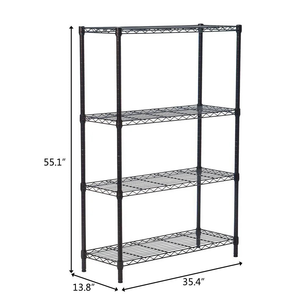 4 Layer Wire Shelving Rack Metal Shelf Adjustable Unit J93328