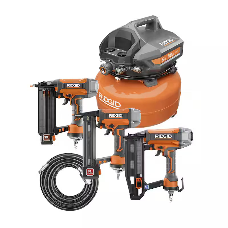 6 Gal. Portable Electric Pancake Air Compressor with Nailer & Stapler F24091