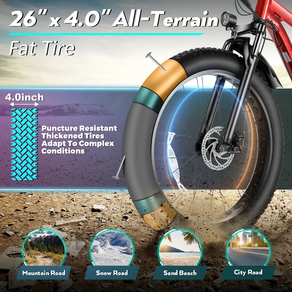 500W 26" Fat Tire Electric Mountain Bike Q587461