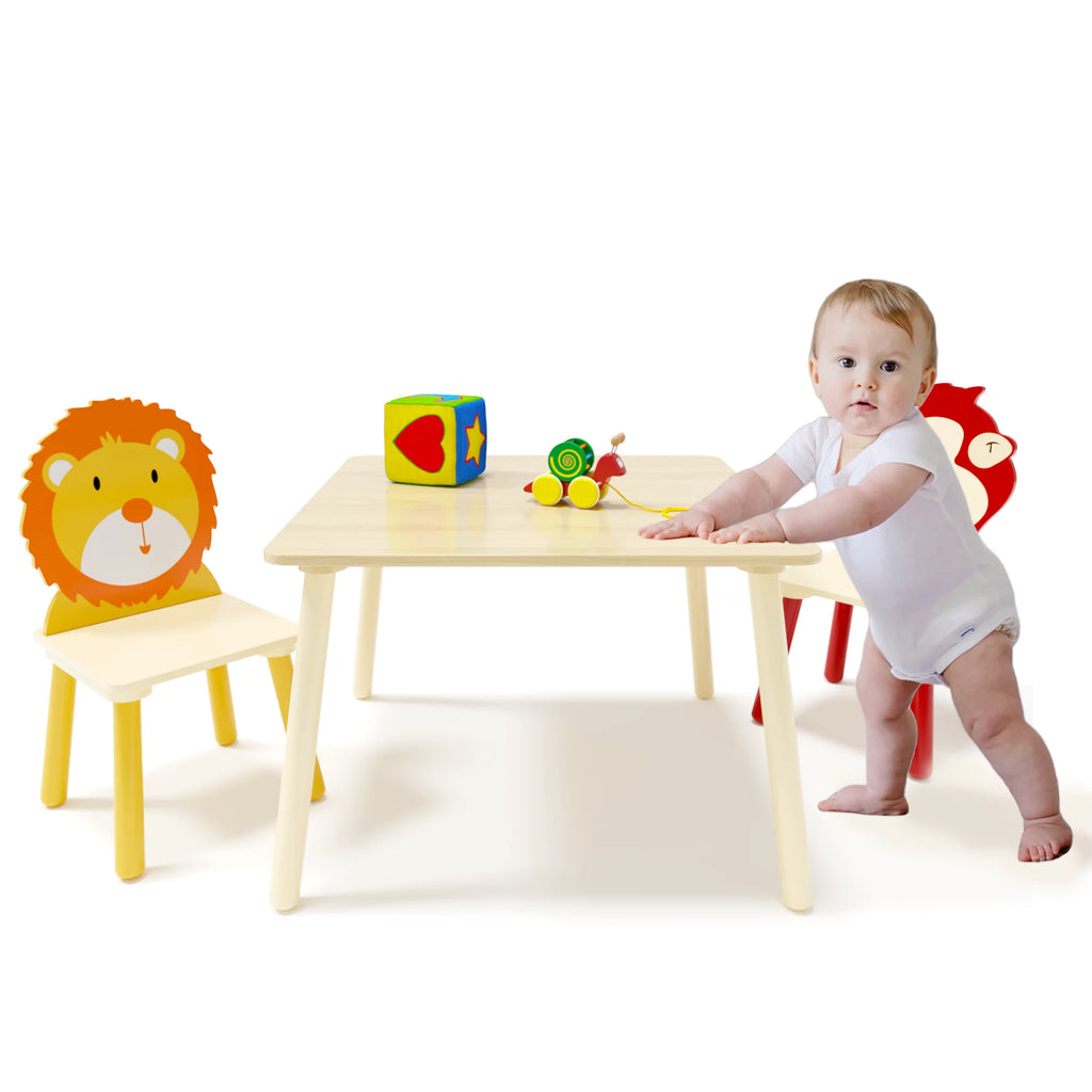 Kids Table and 2 Chairs Set 3-Piece Toddler Wooden Activity Play Table Set D675440