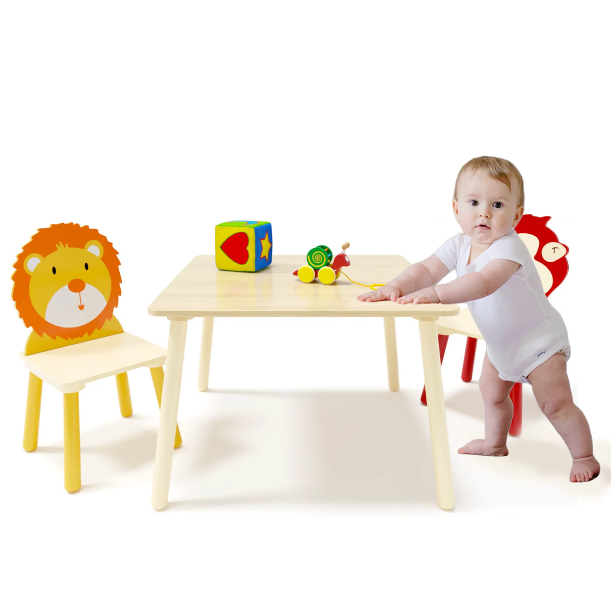 Kids Table and 2 Chairs Set 3-Piece Toddler Wooden Activity Play Table Set D675440