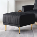 Black Velvet Channel Tufted Ottoman Z285227