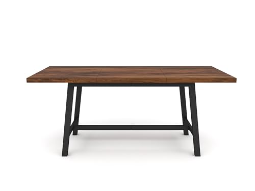 Rustic Brown Farmhouse Wood Kitchen Table with Metal Frame S391