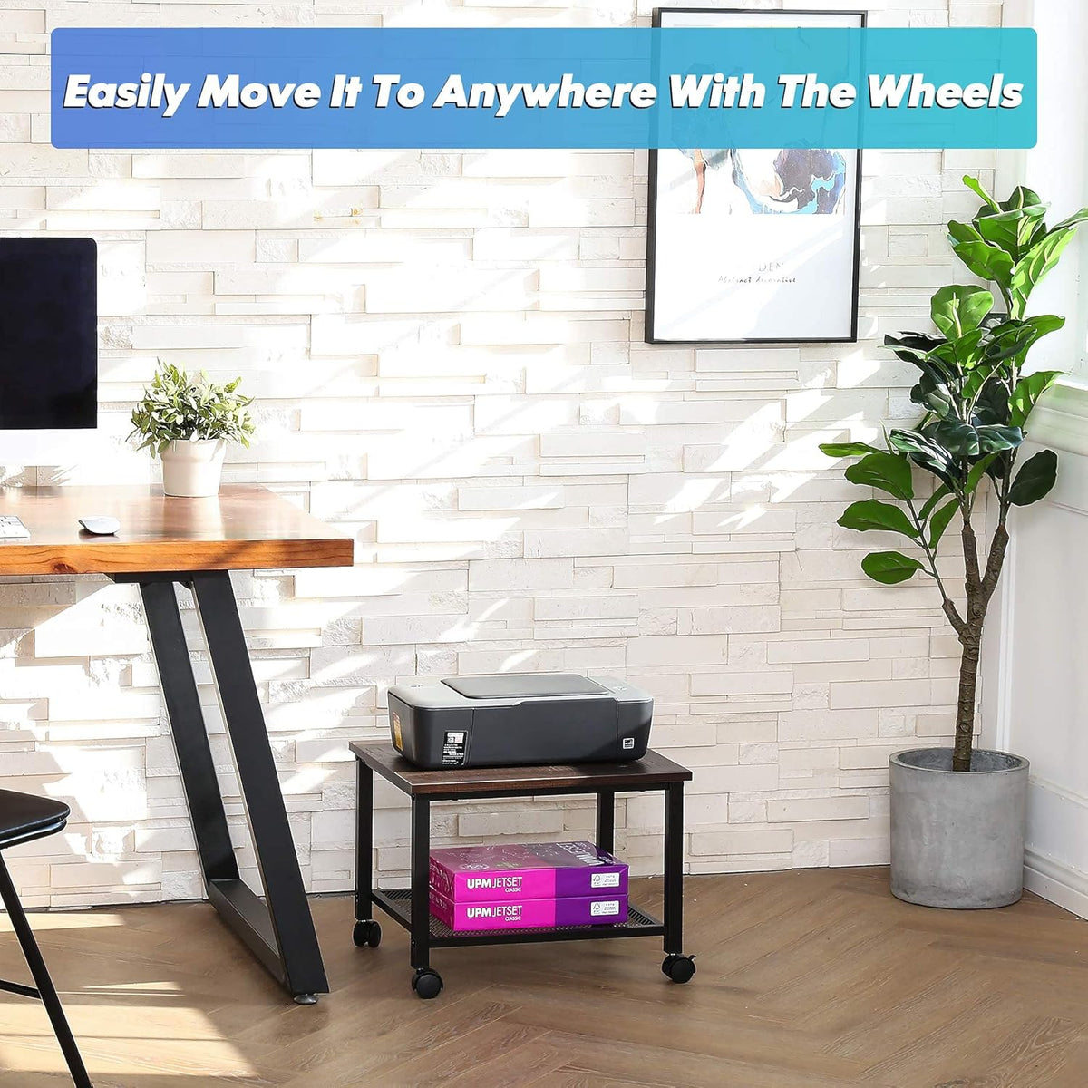 2-Tier Rolling Printer Stand Cart D255
