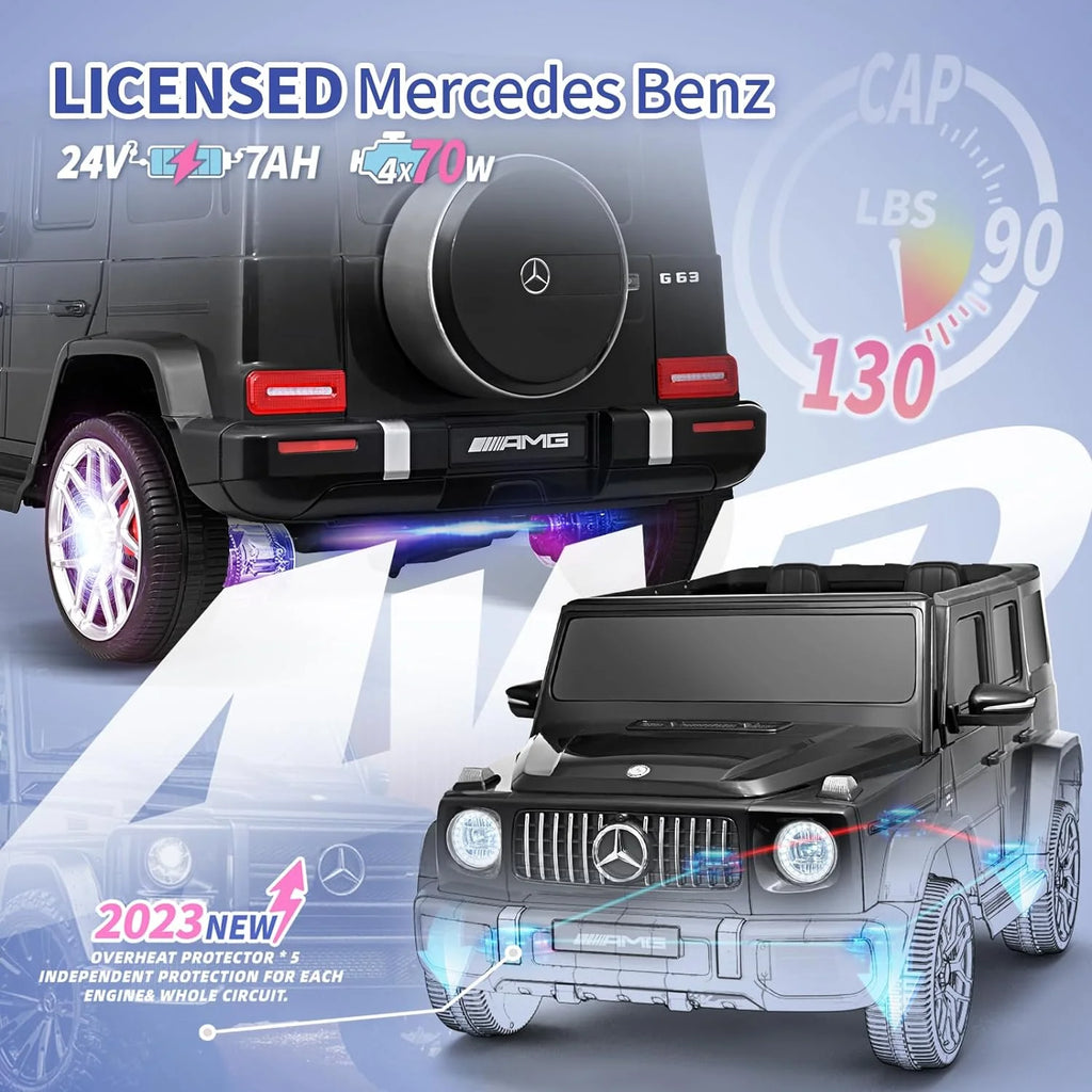 24V 2-Seater Kids Ride on Car 4WD Electric Vehicle Black X2702