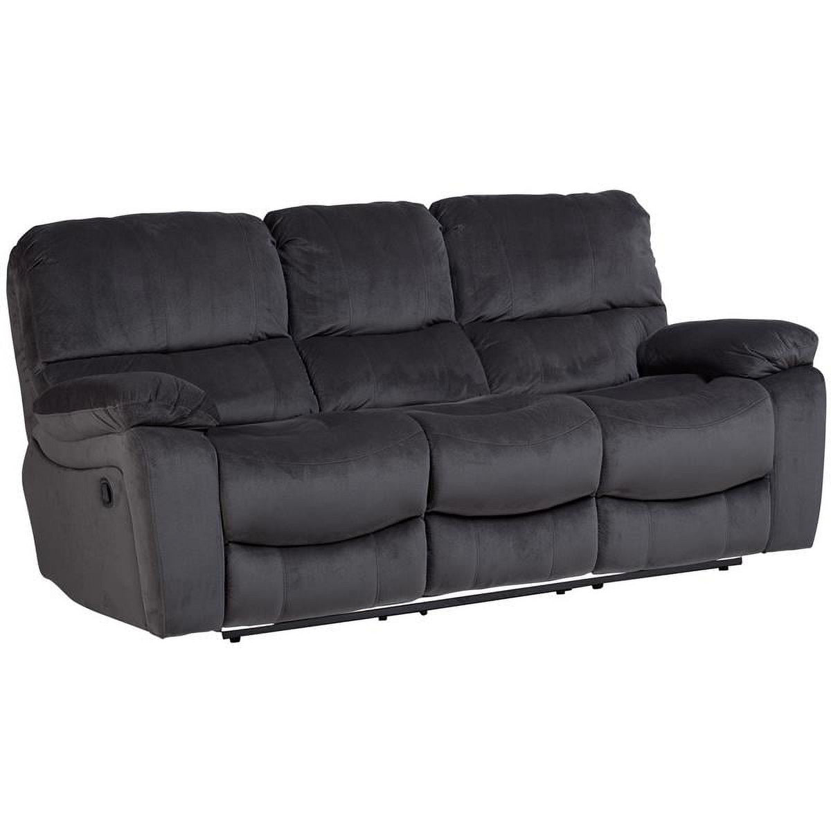 Steel Gray Plush Reclining Sofa P3418