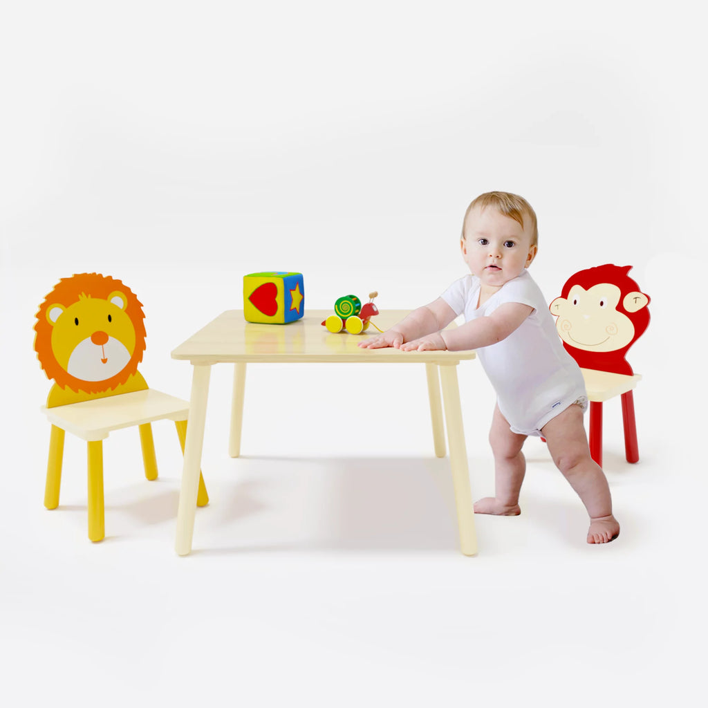 Kids Table and 2 Chairs Set 3-Piece Toddler Wooden Activity Play Table Set D675440