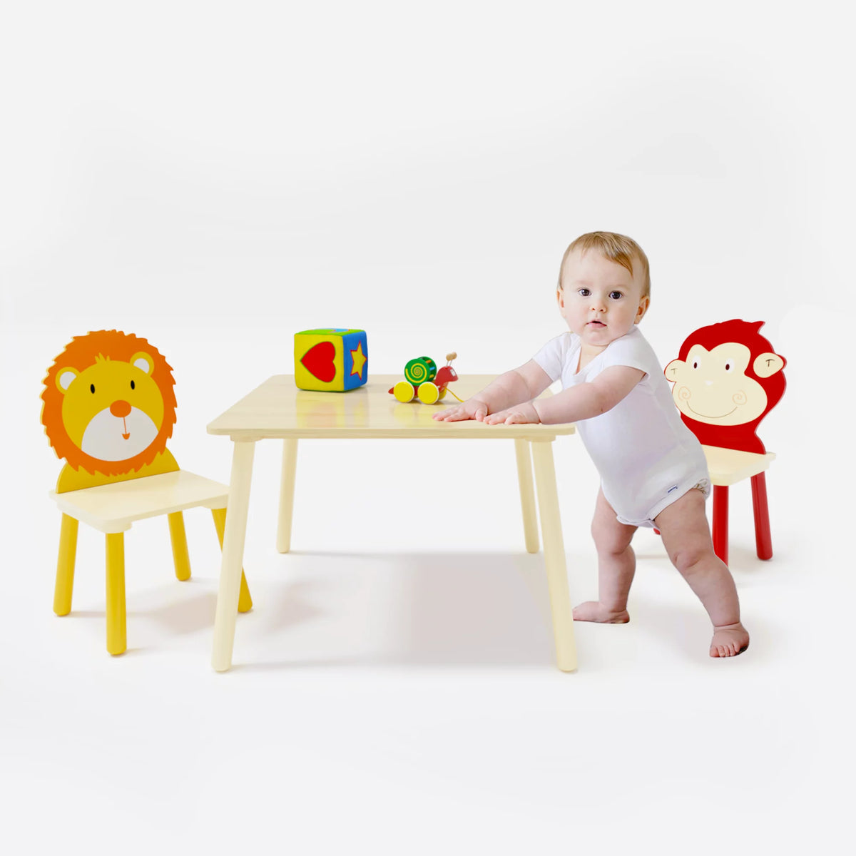 Kids Table and 2 Chairs Set 3-Piece Toddler Wooden Activity Play Table Set D675440