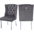 Grey Velvet Chrome Dining Chair (Set of 2) J551902