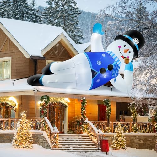10FT Christmas Inflatables Snowman Outdoor Decorations with LED Lights W503638