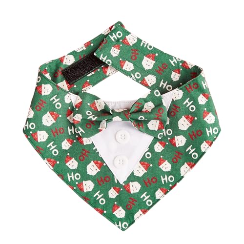 Green Plaid Dog Bandana with Bow Tie U5247
