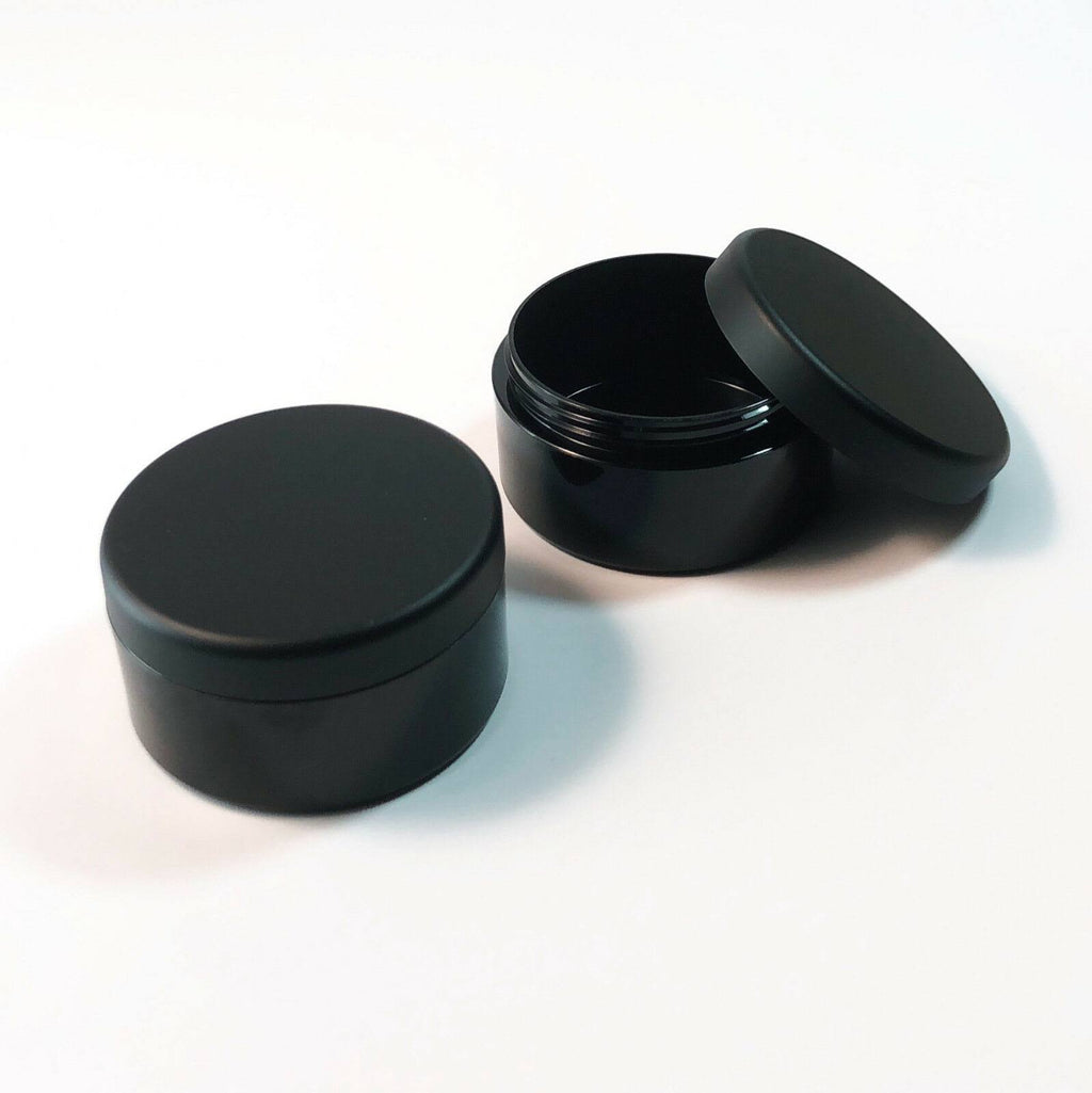 Cosmetic Jars 30 Gram Plastic Containers Matte Black Lids O729