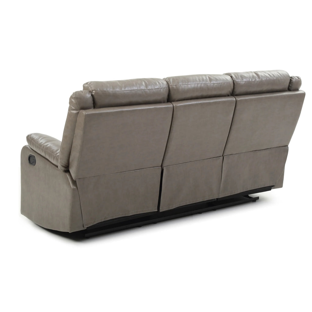 Gray Faux Leather 3-Seater Reclining Sofa Y9998