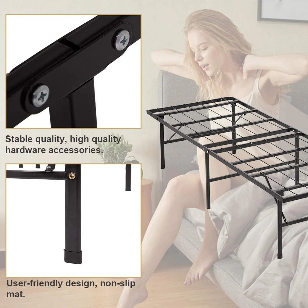 Black 14 Inch Metal Twin Size Bed Frame K6198