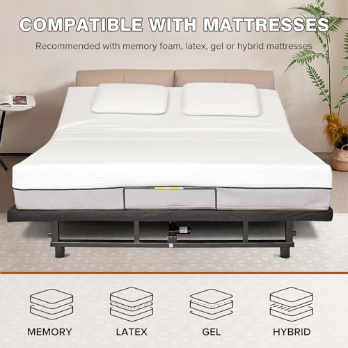 Full Size Adjustable Metal Bed Frame with Wireless Remote Control and Quiet Motor F5785