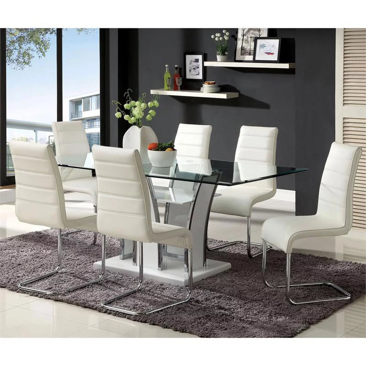 White Glass Top Dining Table I4171