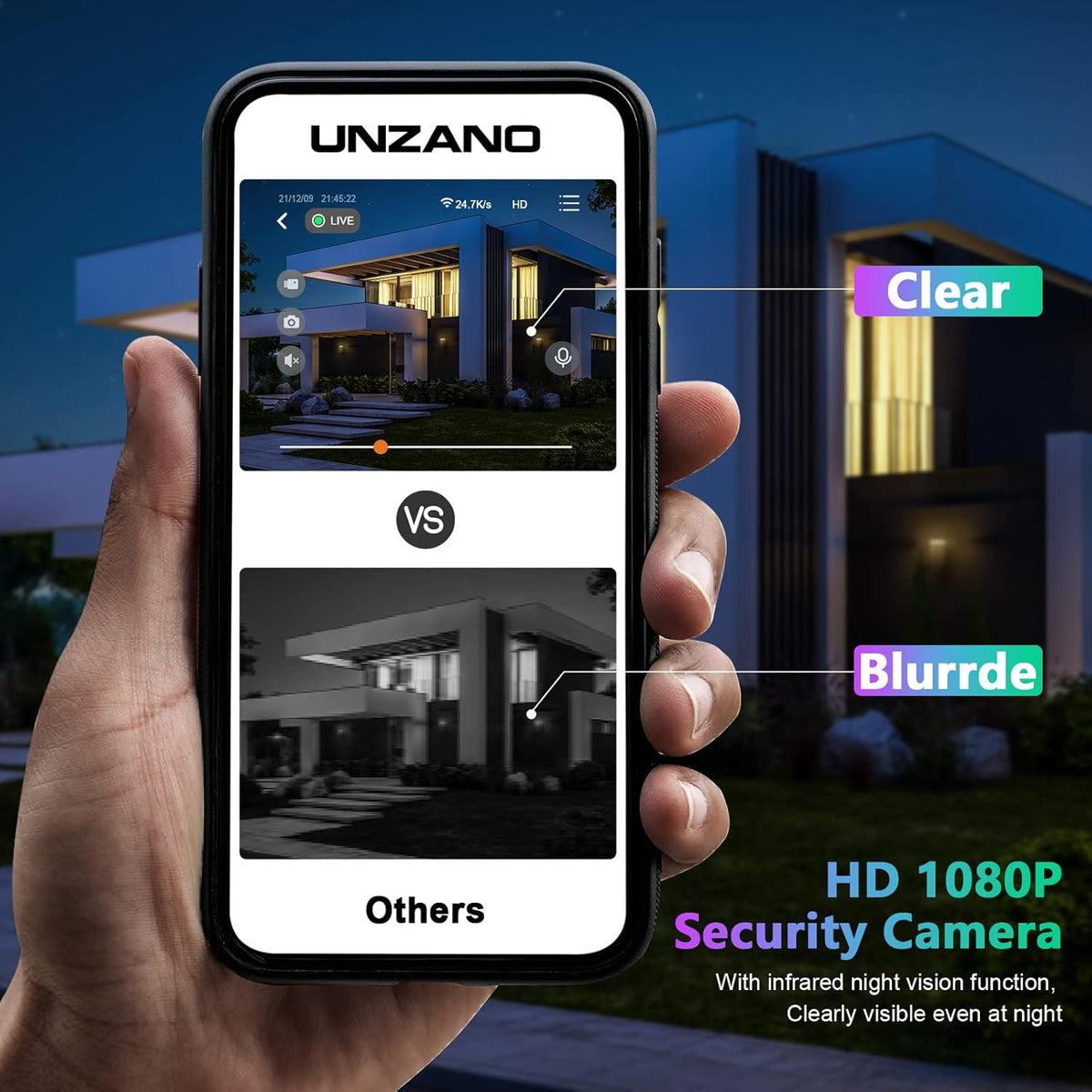 Wireless Rechargeable Battery Security Camera HD 1080P X374891