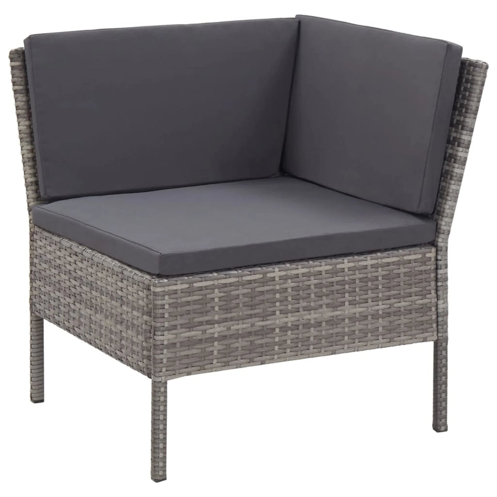 6 Piece Outdoor Conversation Set Gray Poly Rattan Patio Sectional Set W34881