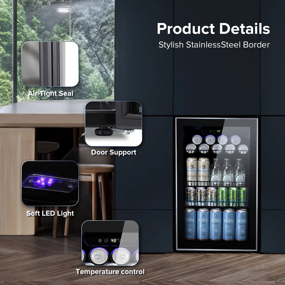 120 Can Mini Fridge Beverage Refrigerator C8004