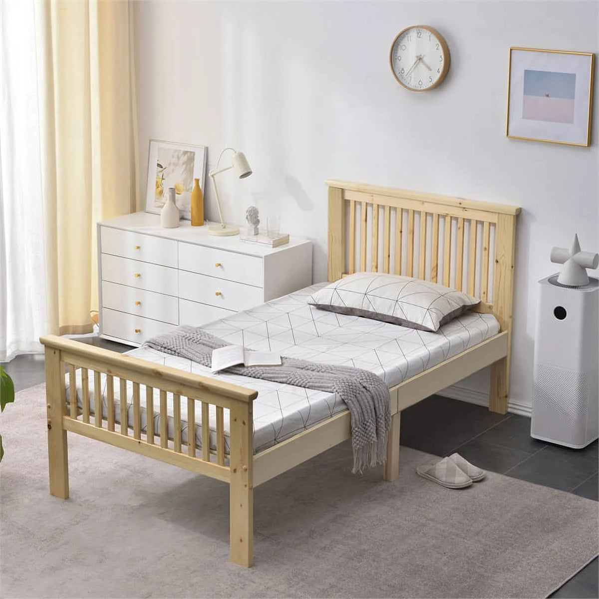 Solid Wood Platform Twin Bed M706264