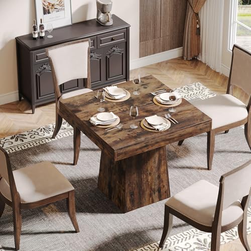 Square Dining Table for 4, 31.5-Inch Pedestal Base Table Z822