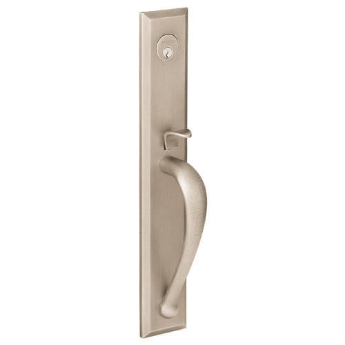 Satin Brass and Black Right Hand Single Cylinder Mortise Entry Handleset with Lever Z876