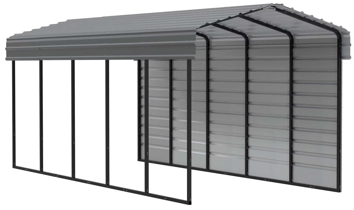 Galvanized Steel Carport Kit, 10' x 24' x 9', Charcoal R679729